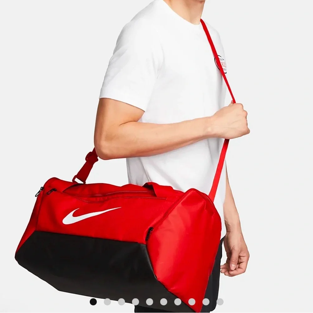 NWT Nike Brasilia Small Training Duffle Bag - Red & Black w/White Check Unisex